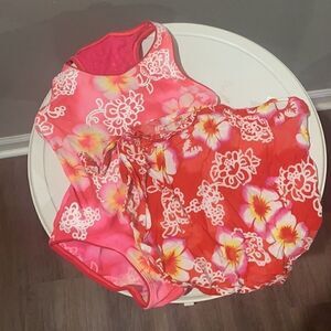 Coral Cove, girls swim suit with bonus tie cover up skirt. Girls 7.